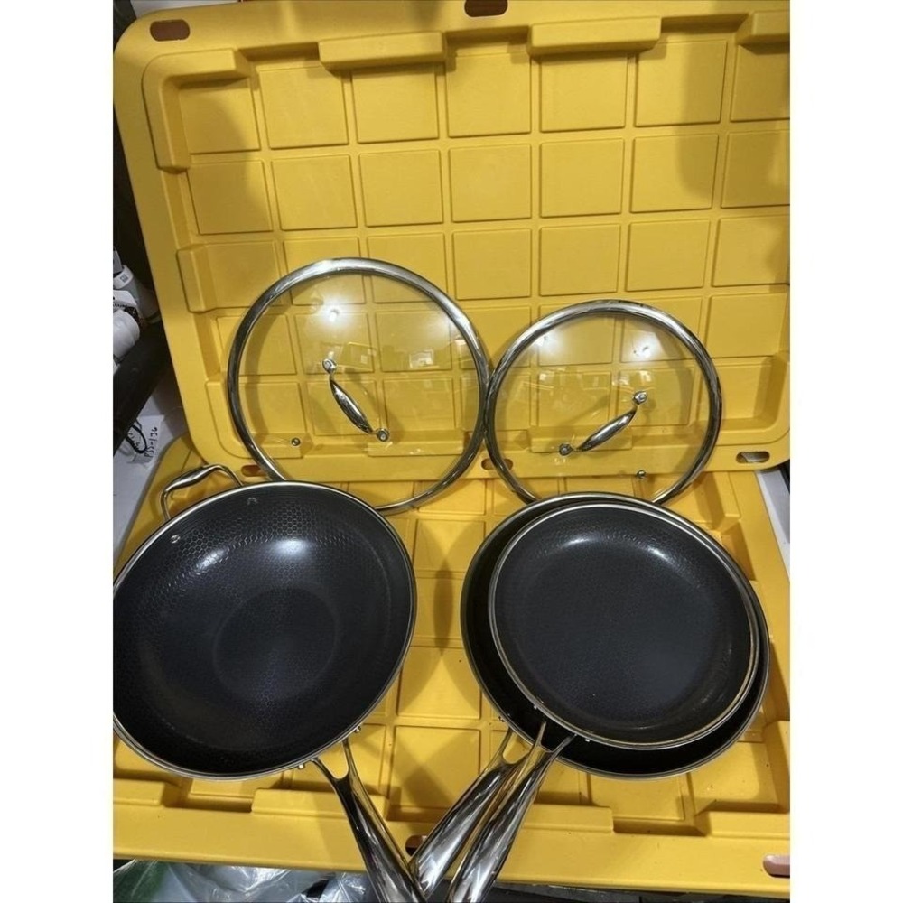 HEXCLAD 5 Piece‎ Nonstick Stainless Steel Frying Pan Set 10" 12" And Wok $600